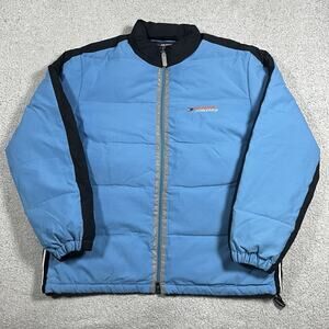 Vintage Tommy Hilfiger Jacket Mens L Blue 3M Stripe Puffer Coat 90s Goose Down